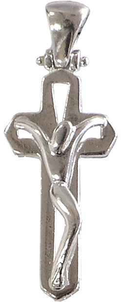 croce in argento 925 con cristo riportato in stile moderno - 3 cm