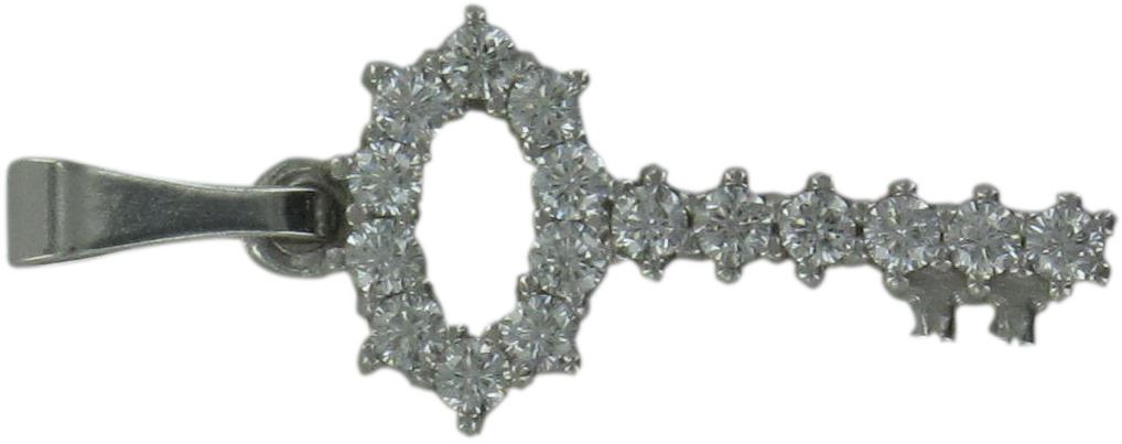 ciondolo a forma di chiave in argento 925 con zirconi - 2,2 cm