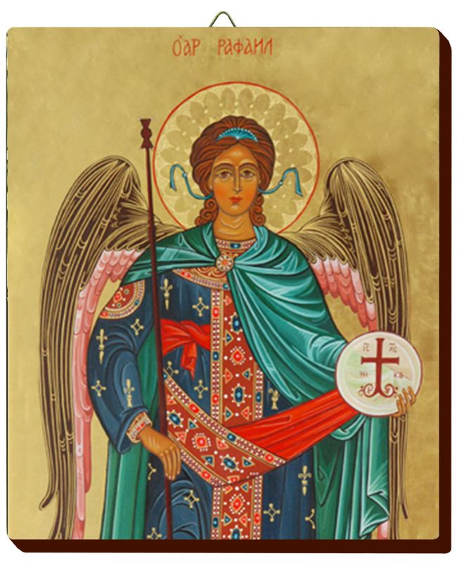 icona arcangelo raffaele dipinta a mano su legno con fondo oro cm 13x16