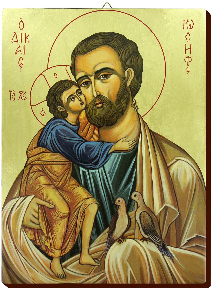 icona san giuseppe dipinta a mano su legno con fondo oro cm 19x26