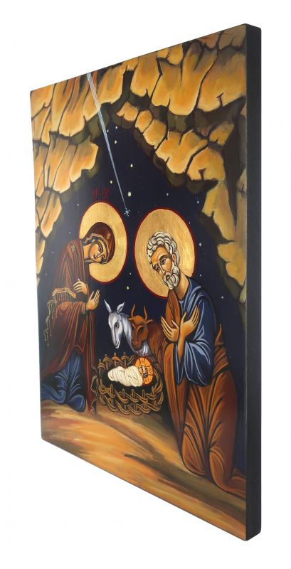 icona natività dipinta a mano su legno con fondo oro cm 32x42