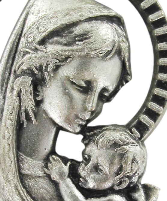 medaglia madonna bambino in metallo ossidato - 2,6 cm