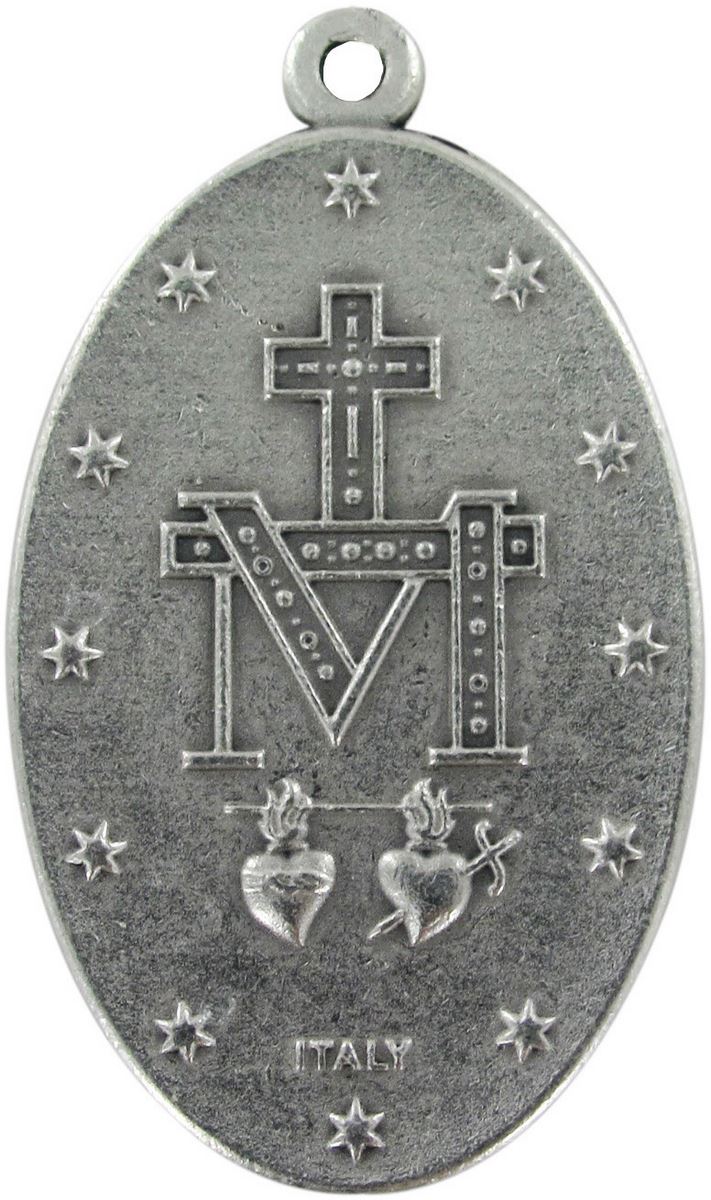 medaglia miracolosa in metallo con smalto blu - 4,5 cm