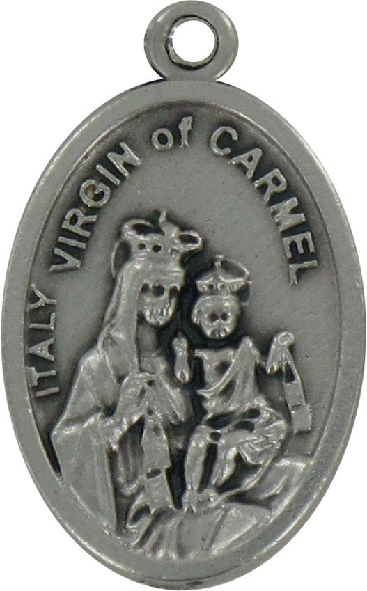medaglia madonna del carmine ovale in metallo ossidato - 2,5 cm