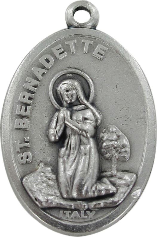 medaglia lourdes in metallo ossidato mis. 2,5 x 1,5 cm.