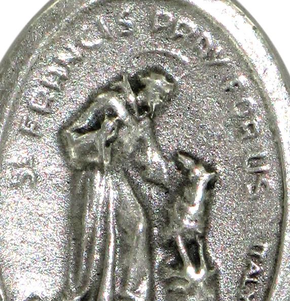 medaglia san francesco ovale in metallo ossidato mm 20