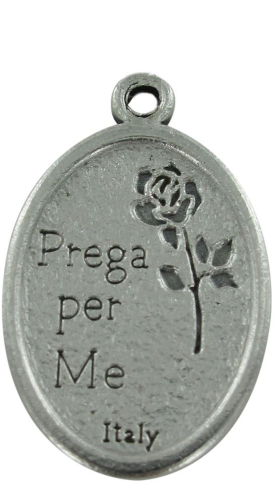 medaglietta santa rita, ciondolo pendente s. rita, ovale, metallo ossidato, 2 cm
