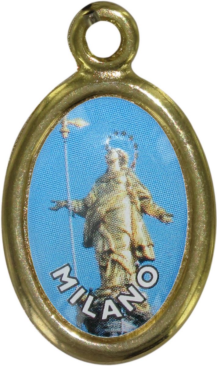 medaglia madonnina milano in metallo dorato e resina - 2,5 cm