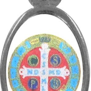 medaglia croce san benedetto in metallo nichelato e resina - 2,5 cm