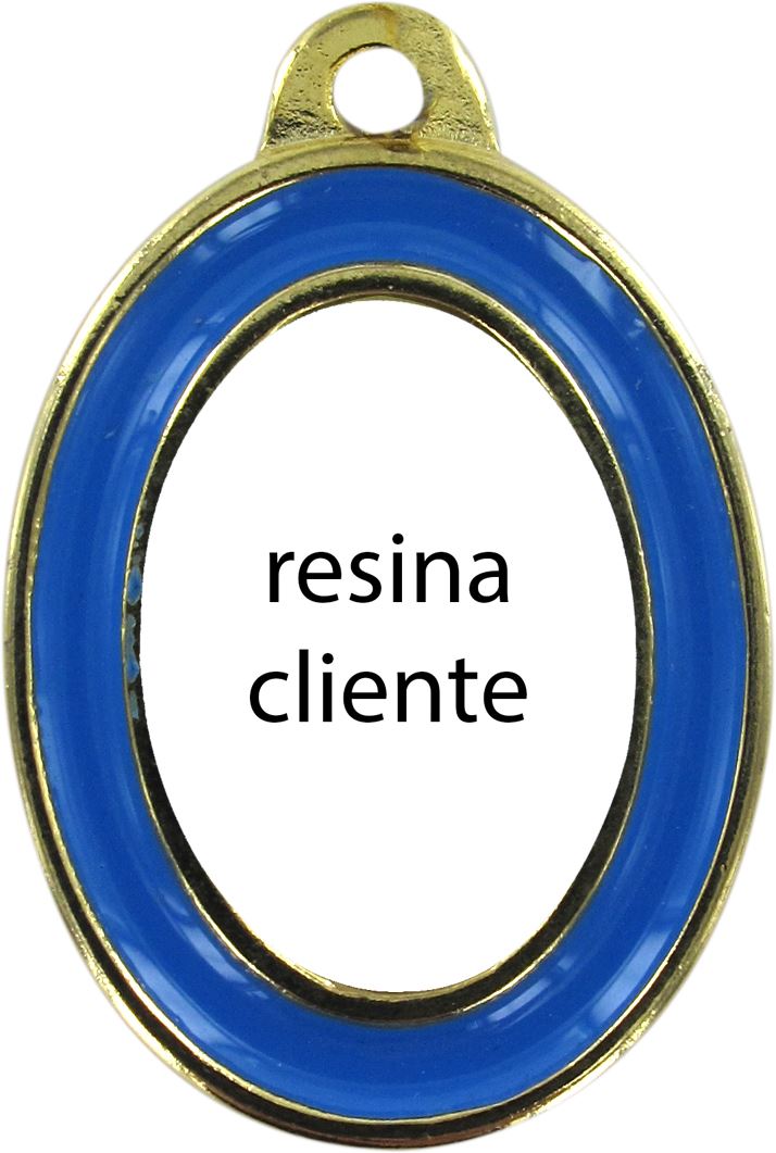 medaglia dorata con resina bordo azzurro - 3 cm