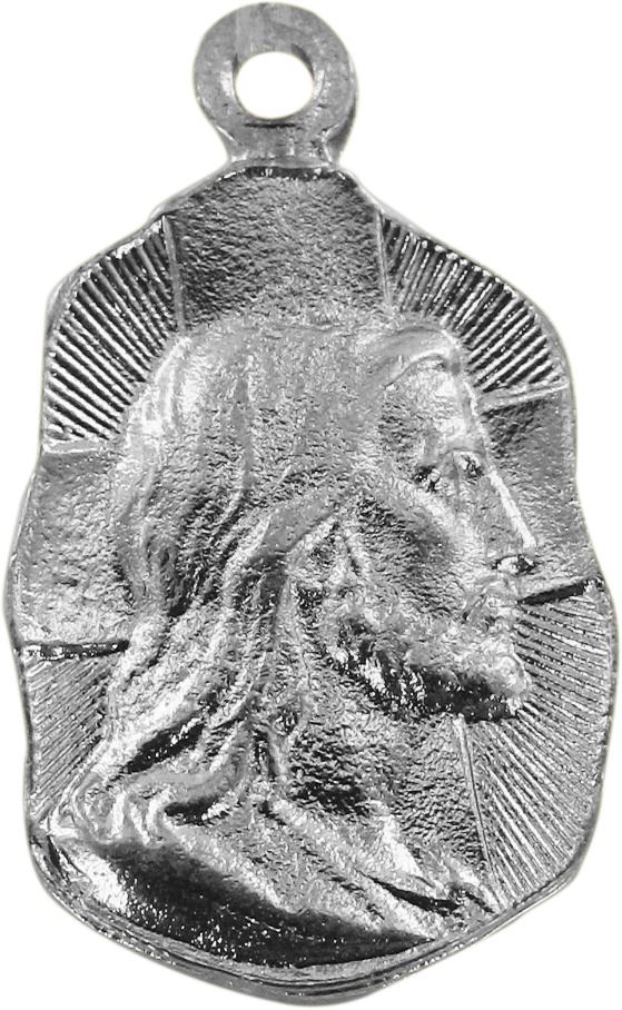 medaglia volto cristo sagomata nichelata - 1,9 cm