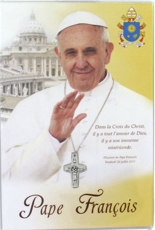 bustina papa francesco con croce del papa cm 10x15,5 - francese