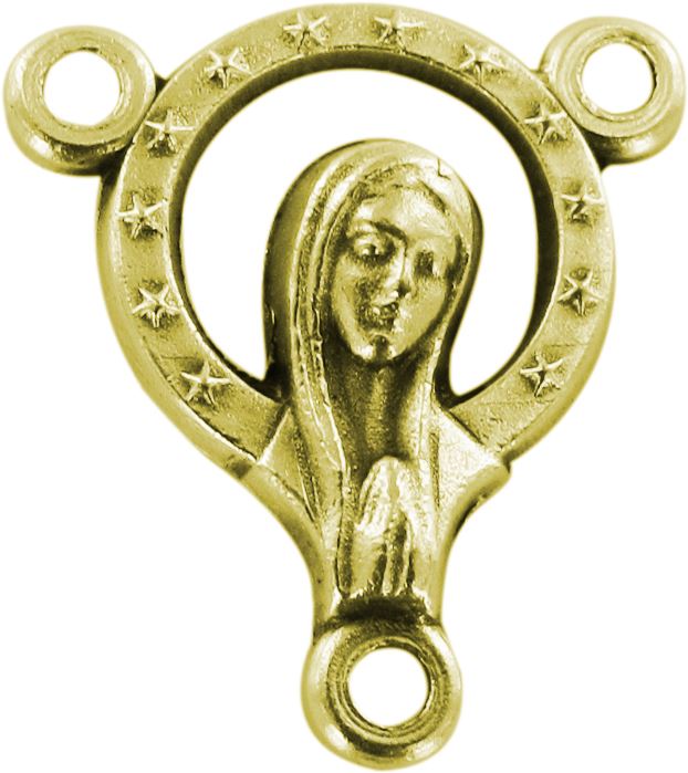 crociera madonna in metallo dorato per rosario fai da te