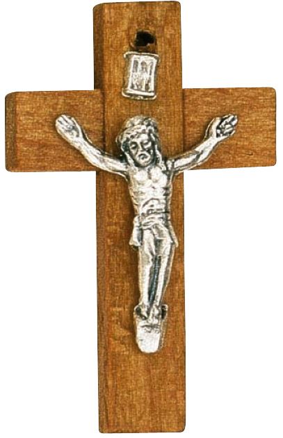 croce in legno con cristo - 5 cm