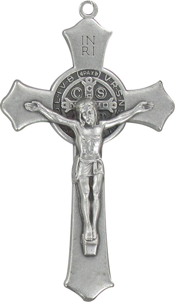 croce san benedetto in metallo ossidato - 7,5 cm