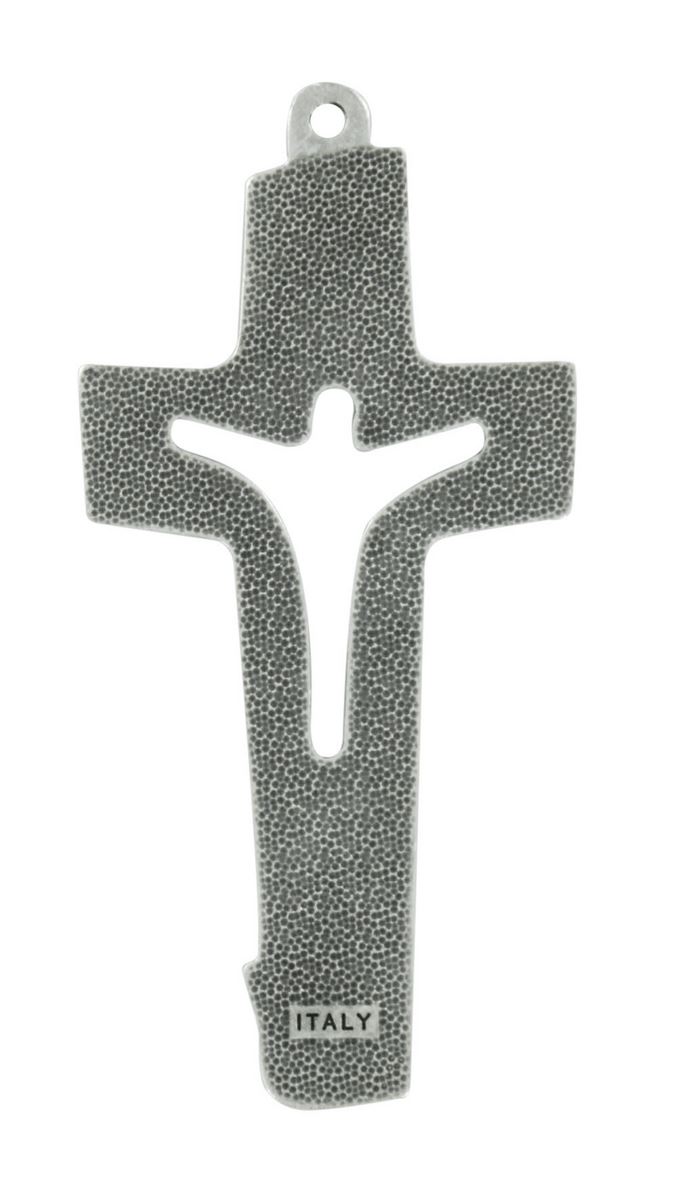 croce in metallo con cristo traforato - 3 cm