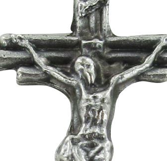 croce tre tronchi con cristo riportato in metallo ossidato - 2,5 cm