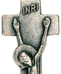 croce con cristo stampato in metallo ossidato - 5 cm