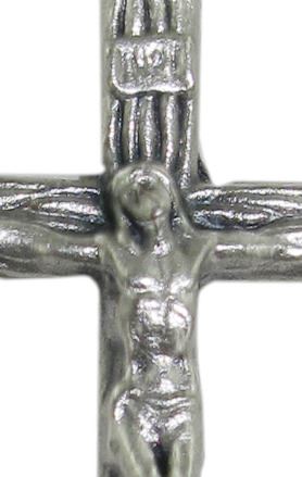 croce tronchetto con cristo stampato in metallo ossidato - 3,5 cm