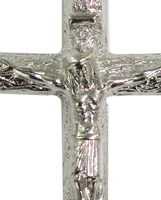 croce tronchetto con cristo stampato in metallo nichelato - 5,5 cm