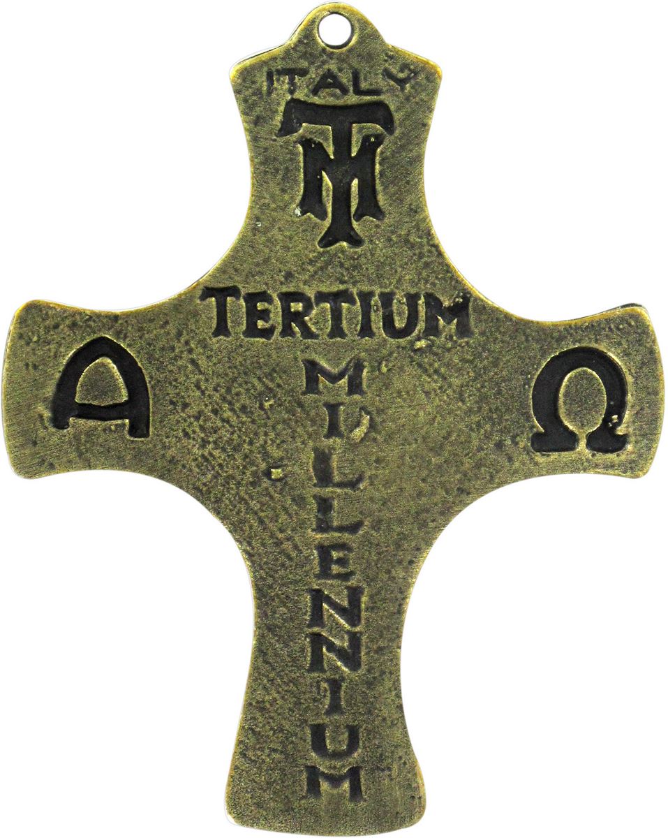 croce agnus dei in metallo bronzato - 9 cm