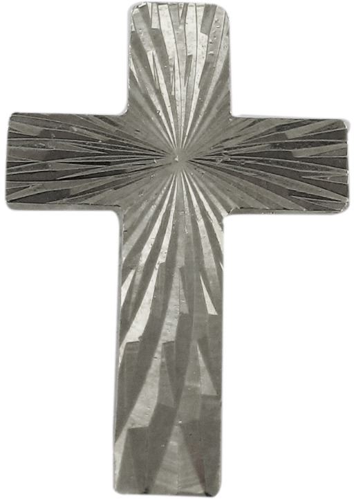 crocetta distintivo in metallo argentato zigrinato con spilla - 2,5 cm