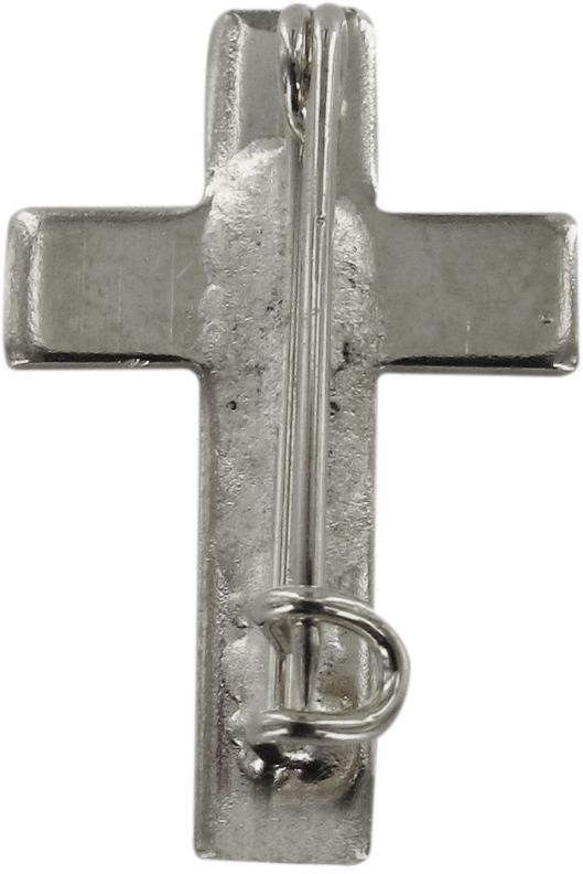 crocetta distintivo in metallo argentato zigrinato con spilla - 2,5 cm