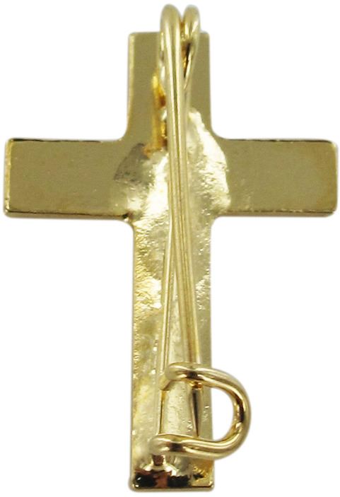 crocetta distintivo in metallo liscio dorato con spilla - 2 cm