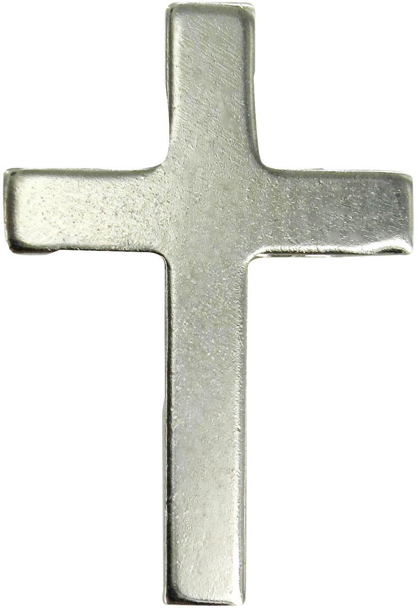 crocetta distintivo in metallo liscio nichelato con spilla - 2,5 cm