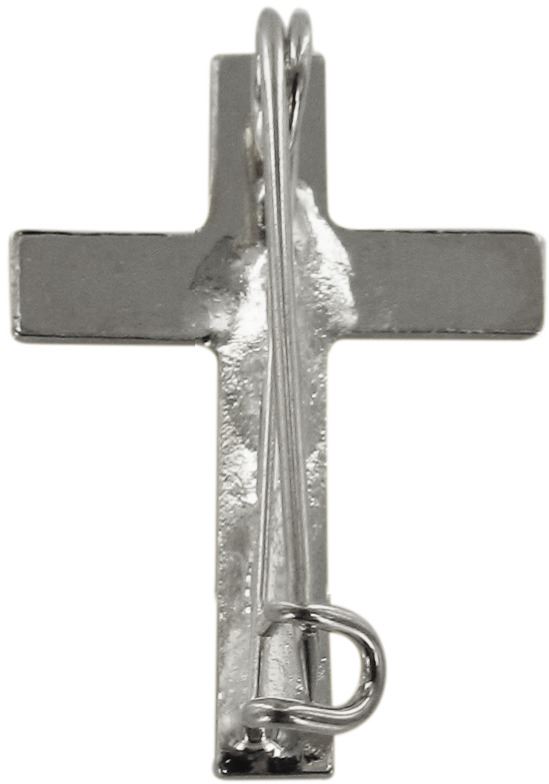 crocetta distintivo in metallo liscio nichelato con spilla - 2,5 cm