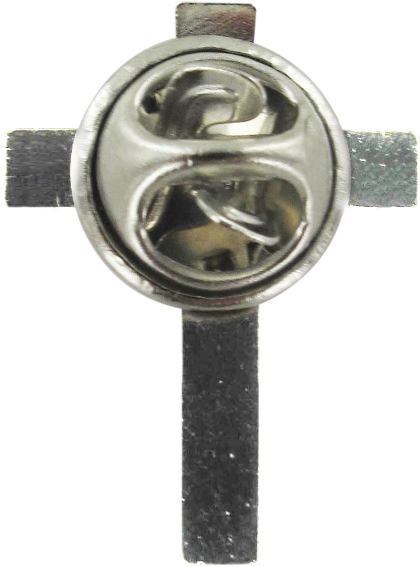 crocetta distintivo in metallo liscio nichelato con pin - 2,5 cm