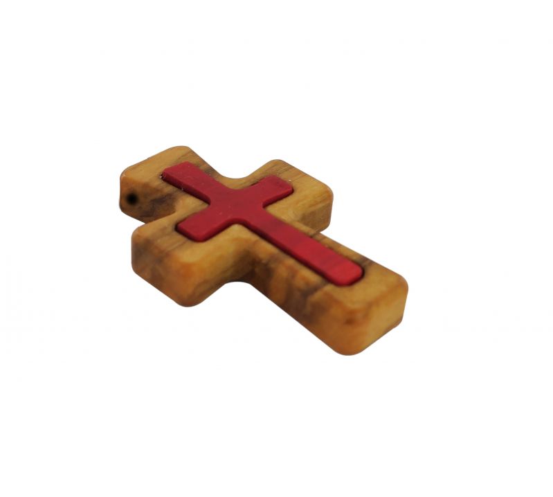 croce in legno di ulivo con cordone - 4 cm
