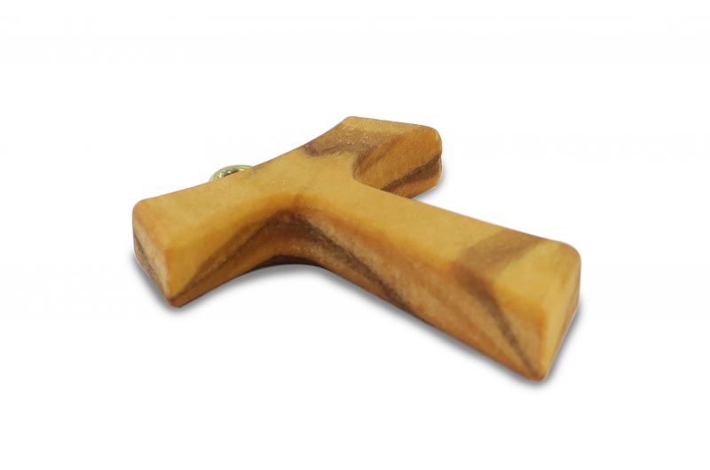 tau in legno di ulivo, croce di san francesco di assisi, 4 centimetri
