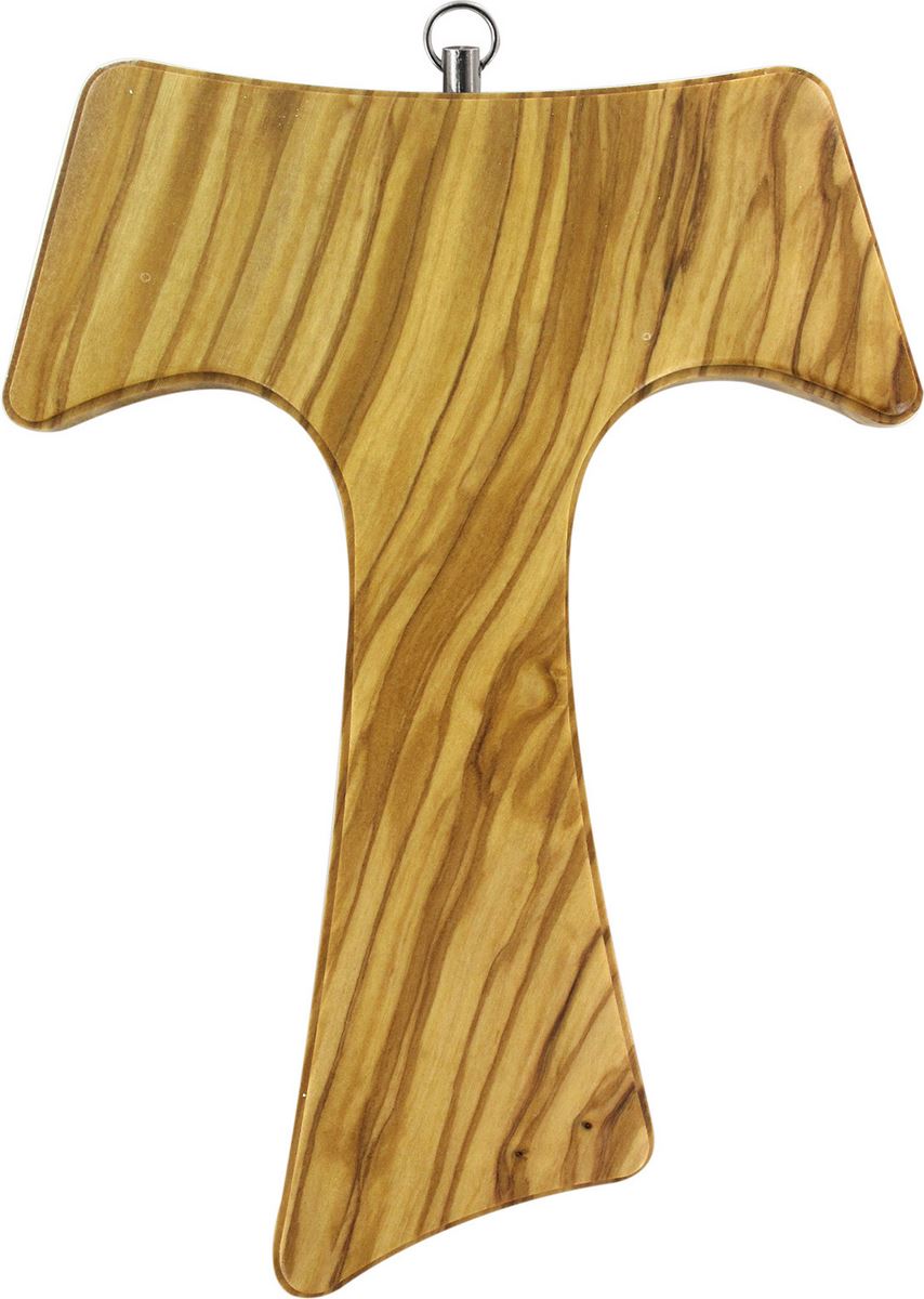 croce tau da parete in legno di ulivo (croce di san francesco d'assisi) - 20 cm