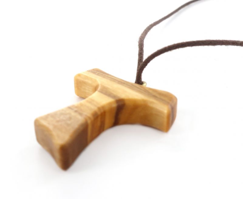 croce tau cm 3 in legno di ulivo con laccio