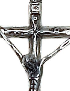 stock: croce in metallo argentato con cristo riportato - 11 cm