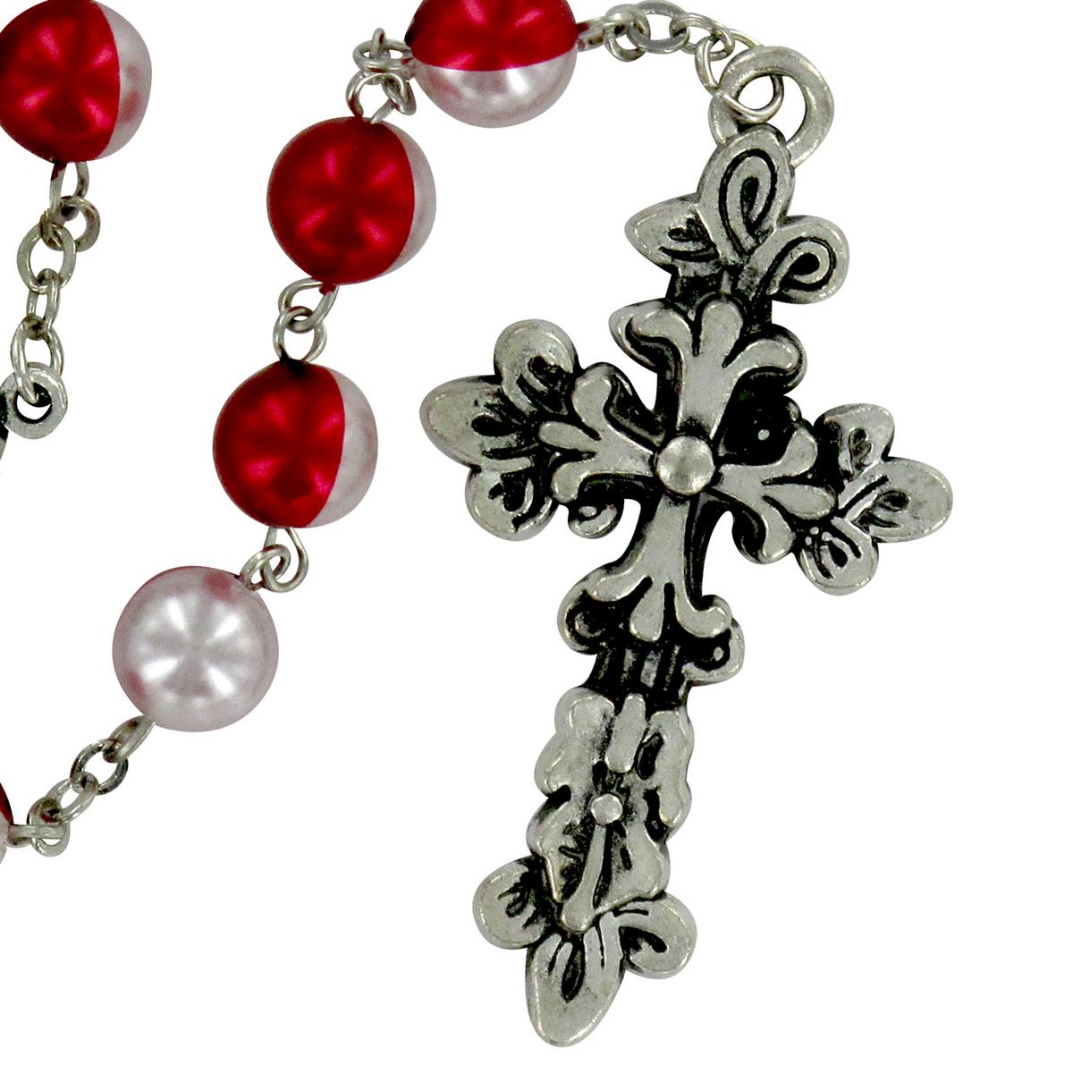 rosario in plastica tondo bicolore mm 8 legatura in metallo