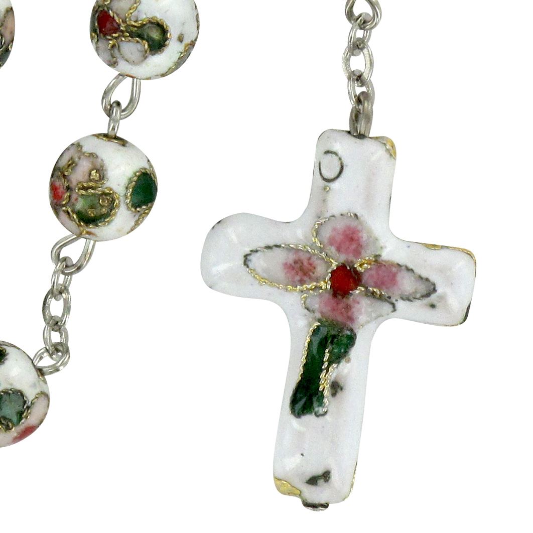 rosario cloisonnè con grani da Ø 7 mm - bianco