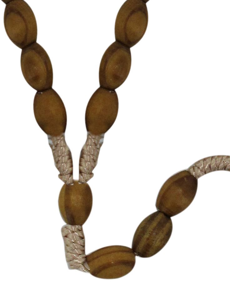 rosario in legno di ulivo mm 5.5 con legatura seta con grani ovali