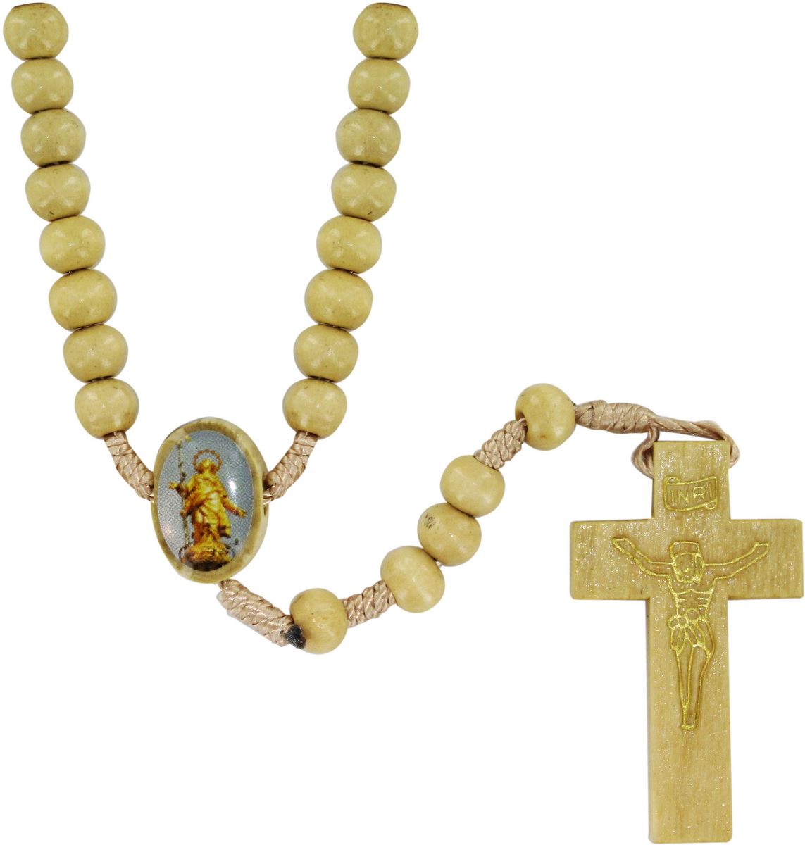 rosario con grani in legno mm 5 legatura seta con busta trasparente duomo di milano
