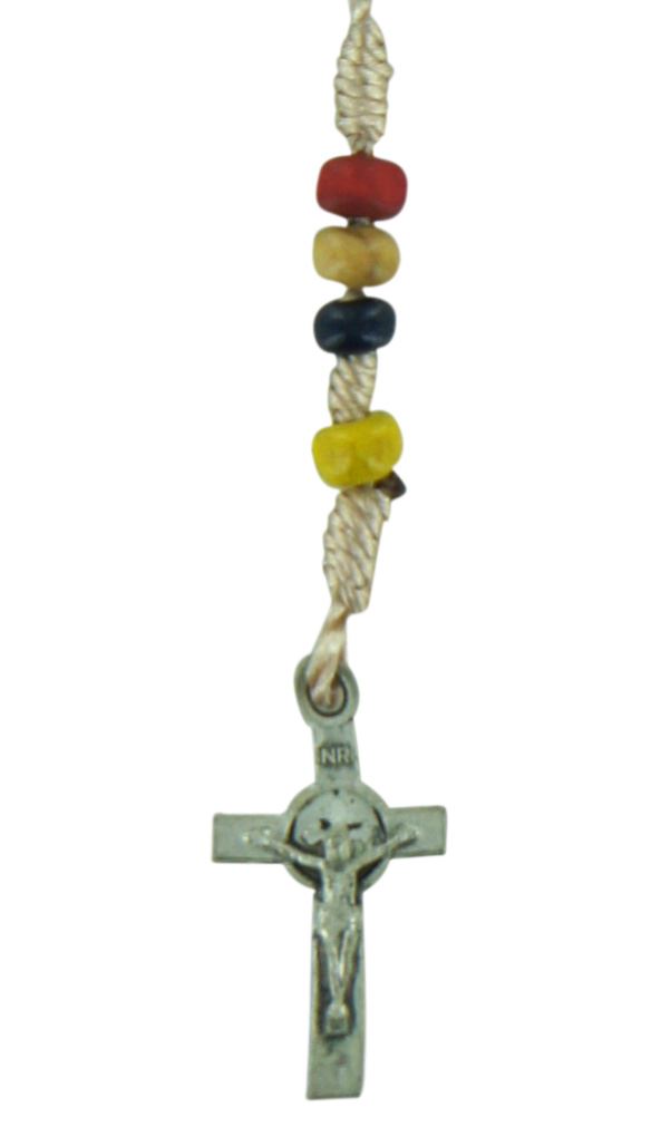 rosario missionario con grani in legno mm 4 legatura seta