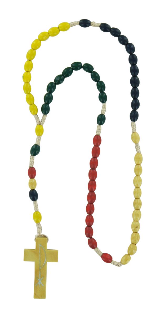 rosario missionario con grani in legno mm 7 legatura seta