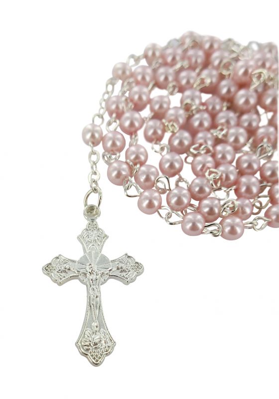 rosario imitazione perla vetro Ø 4 mm rosa