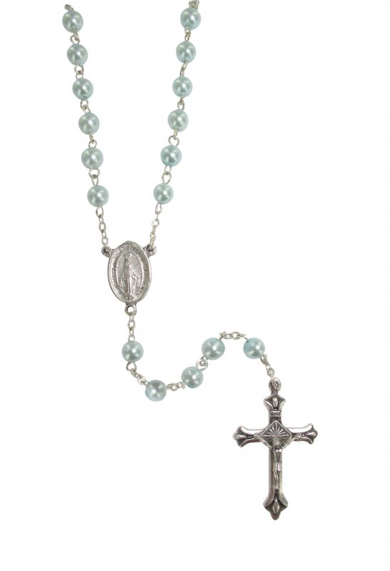 rosario imitazione perla vetro Ø 6 mm azzurro