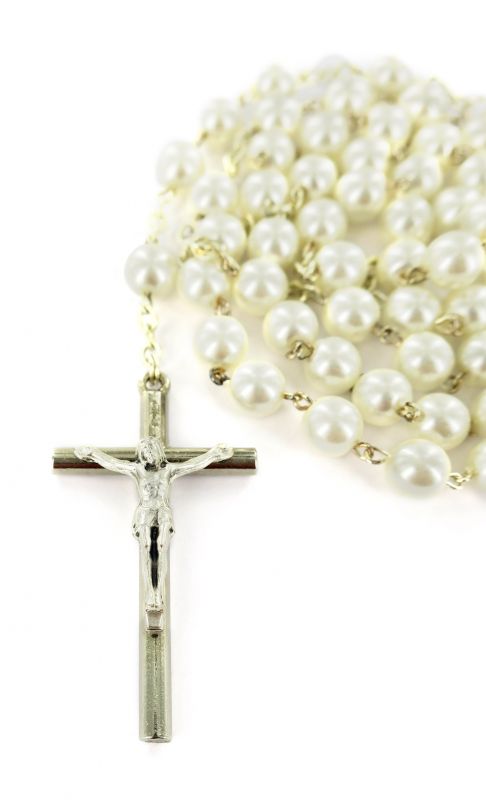 rosario imitazione perla vetro Ø 6 mm bianco