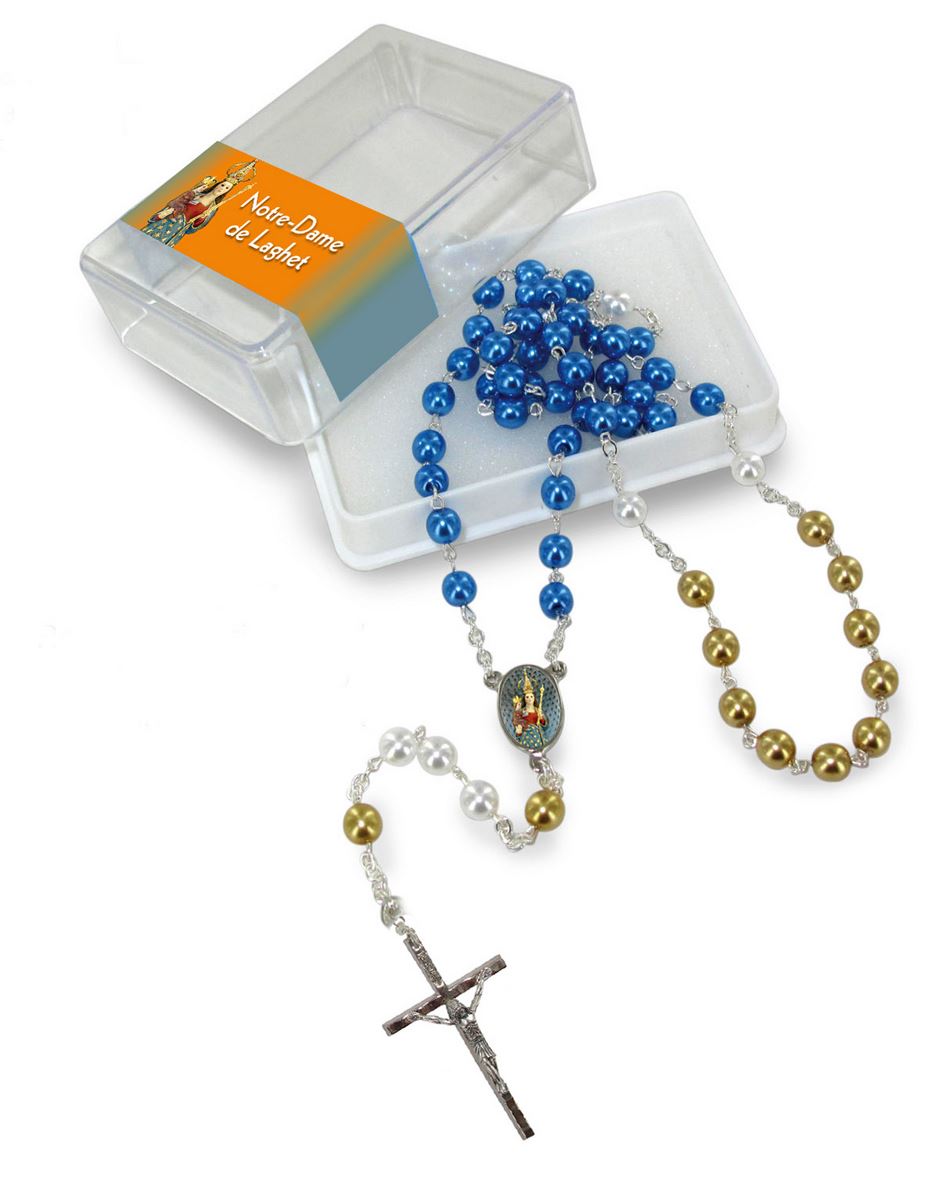 rosario imitazione perla vetro Ø 6 mm madonna di laghet con scatola