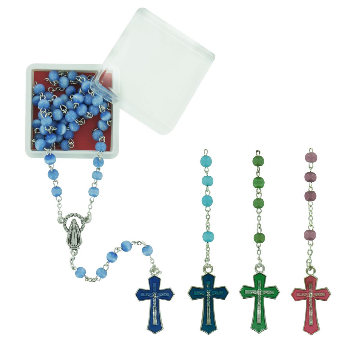 rosario grano in vetro colori assortiti
