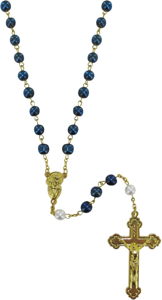 rosario imitazione perla legatura dorata mm 6