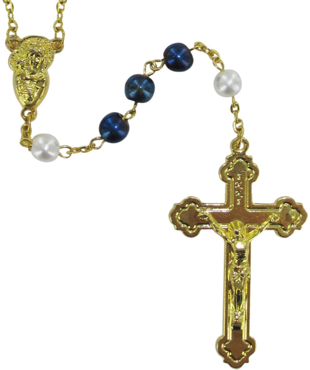 rosario imitazione perla legatura dorata mm 6