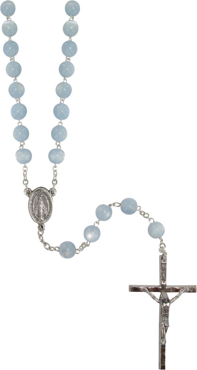 rosario imitazione madreperla tondo Ø 7 mm azzurro